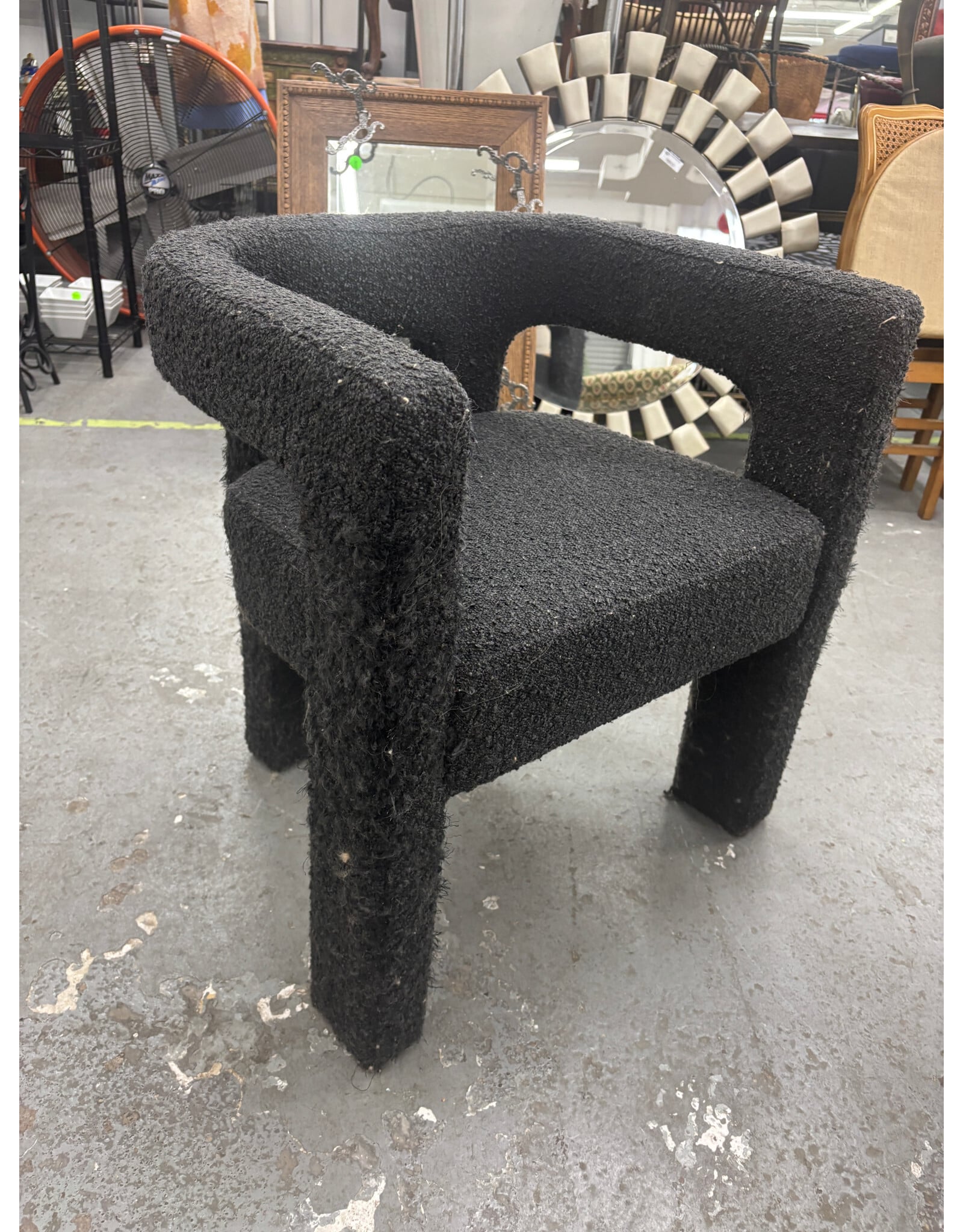 Black Boucle Dining Armchair