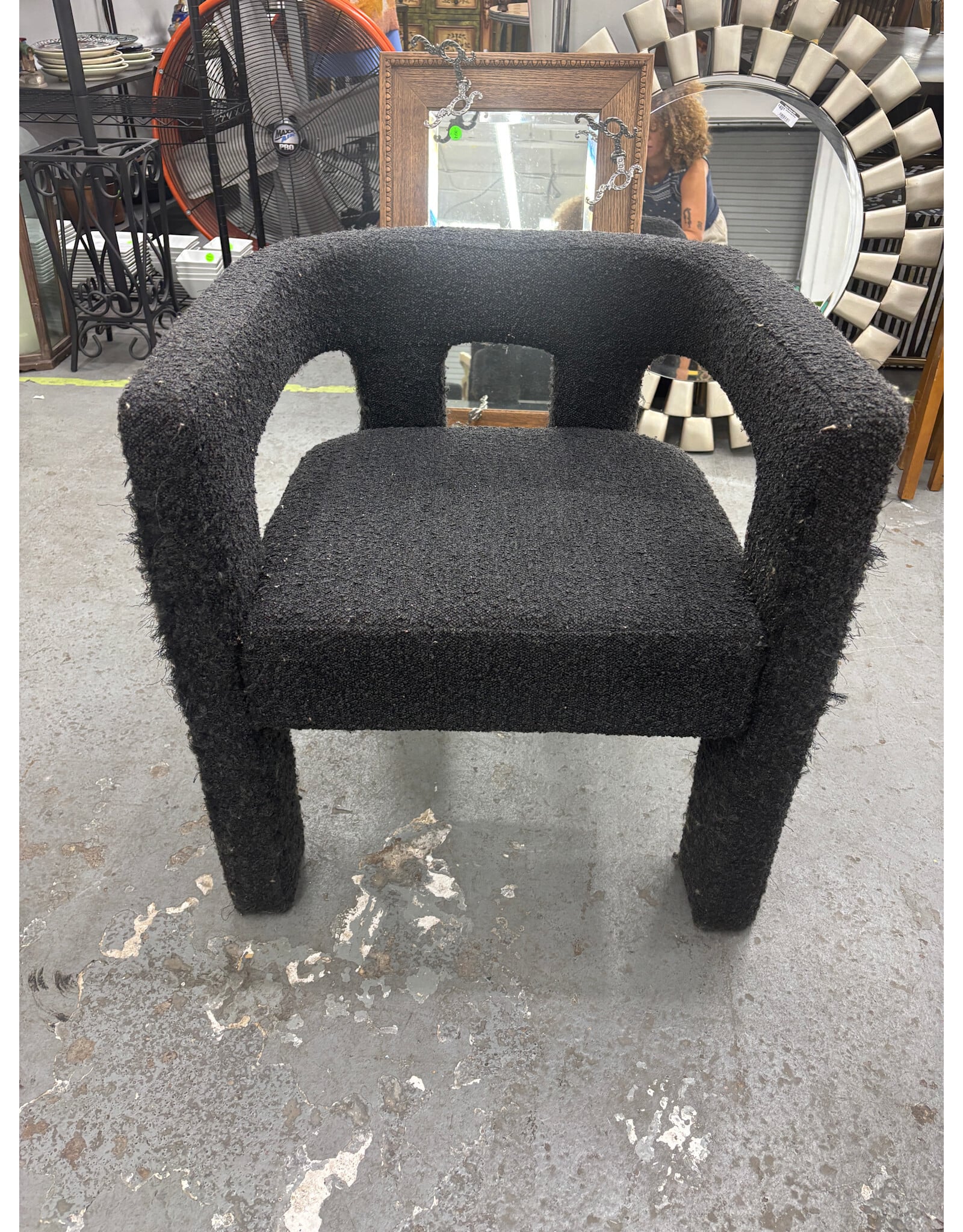 Black Boucle Dining Armchair