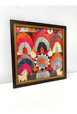Friends Everywhere, framed textile art