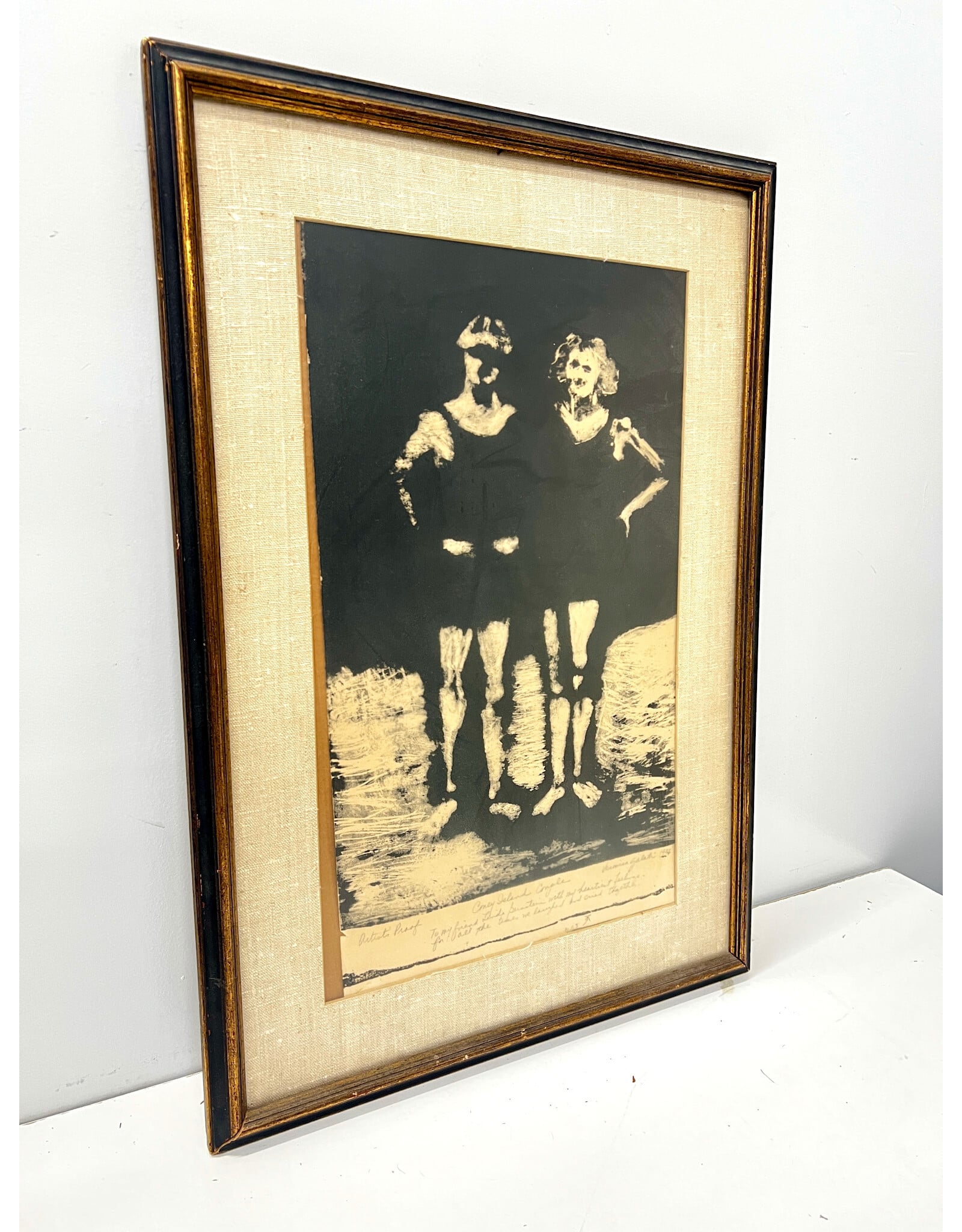 Coney Island Couple by Veronica Galati, artists proof, 1974, framed lithograph