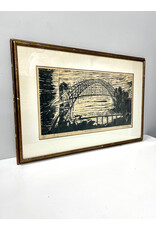 Harbor Bridge Impression, framed print, sgnd Paul Rocheford '74