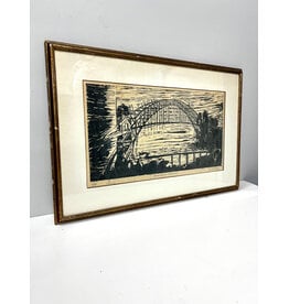 Harbor Bridge Impression, framed print, sgnd Paul Rocheford '74