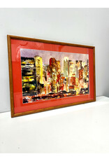 Midtown Manhattan Skyline at Dusk, framed print, sgnd Beverly Brown