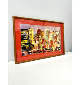 Midtown Manhattan Skyline at Dusk, framed print, sgnd Beverly Brown