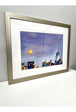 Full Moon & Empire State Building, framed print, sgnd Beverly Brown
