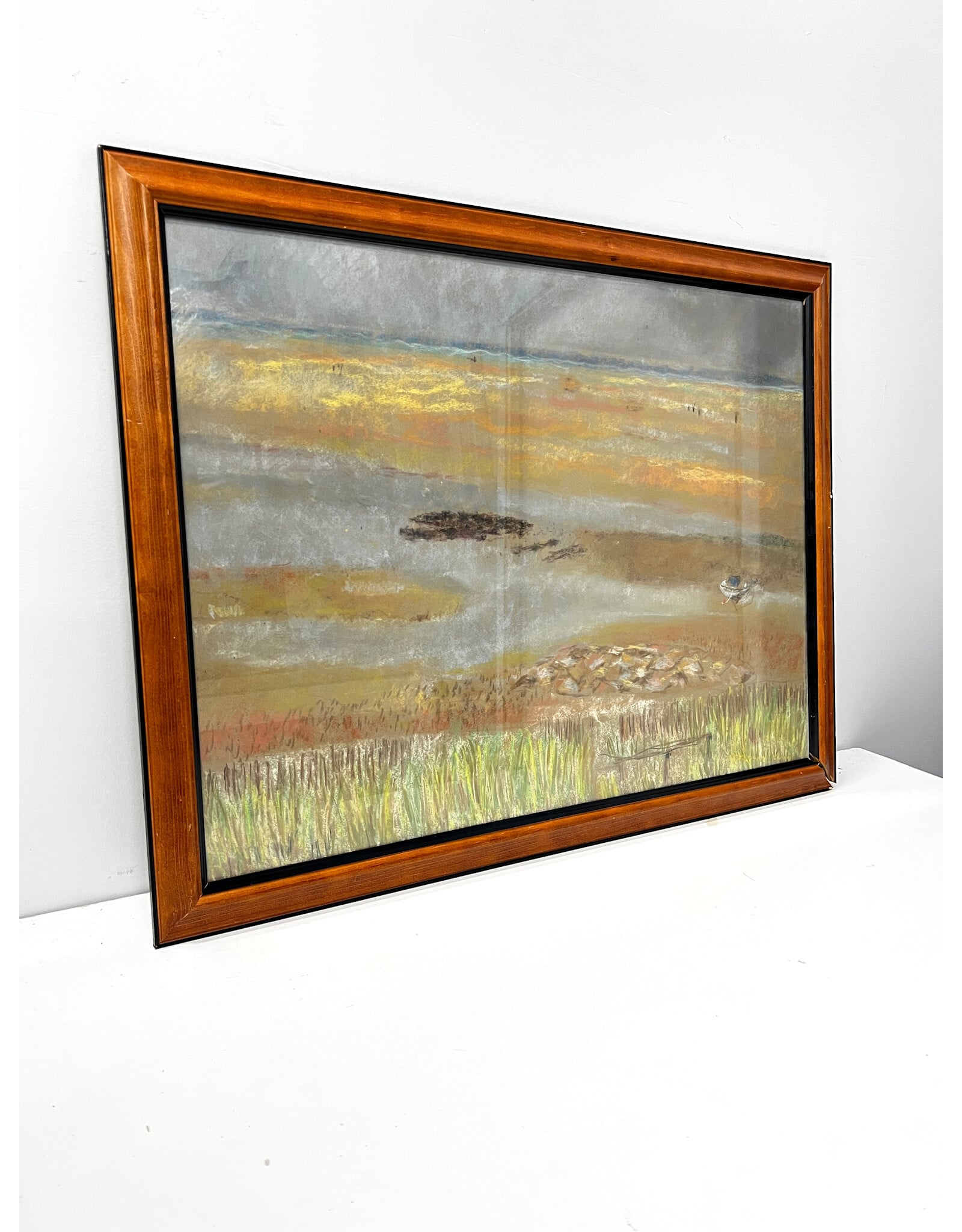 Brewster Flat-North, framed pastel drawing, sgnd A. Brown