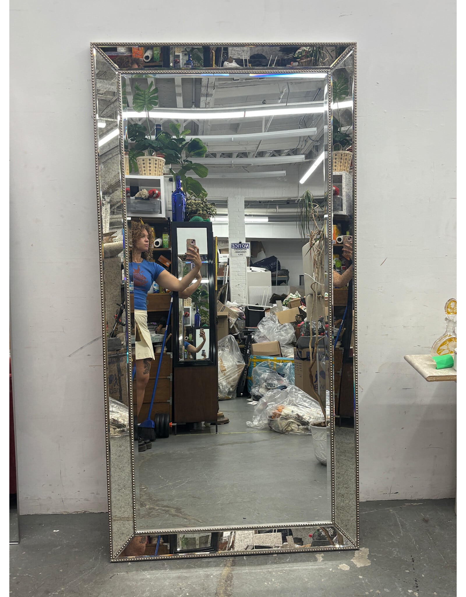Beaded Leaning Mirror