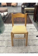 Vintage Italian Dining Chair with Blonde Frame and Yellow Cushion
