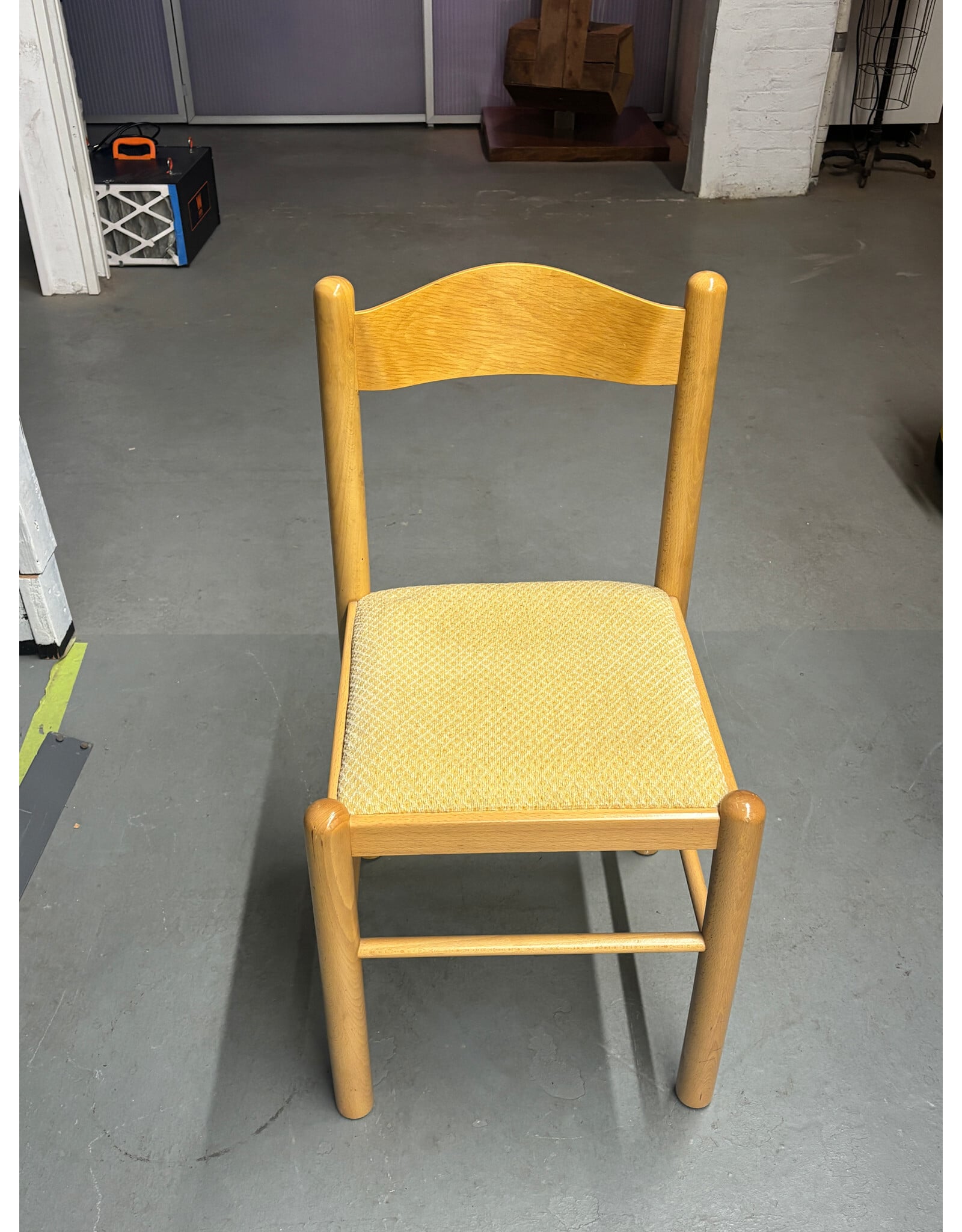 Vintage Italian Dining Chair with Blonde Frame and Yellow Cushion