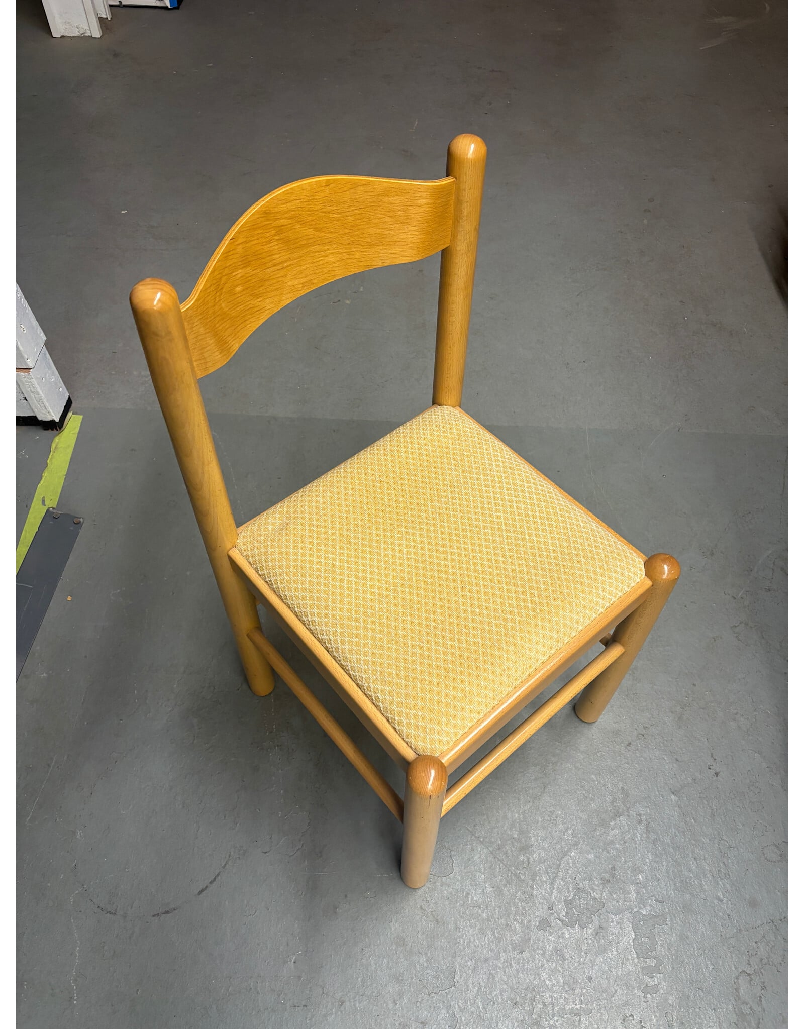 Vintage Italian Dining Chair with Blonde Frame and Yellow Cushion
