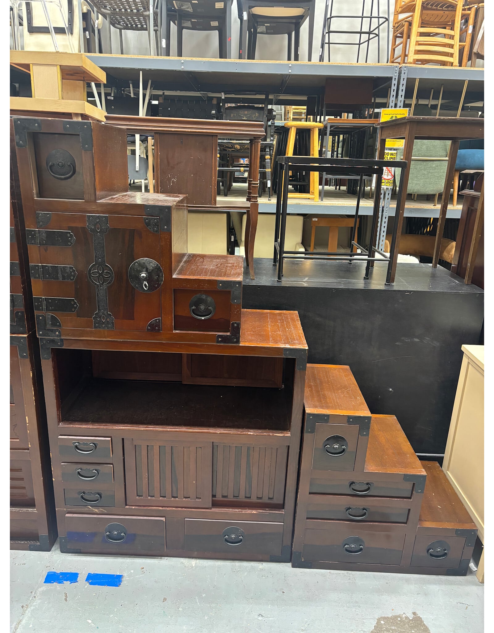 Vintage Japanese Style Step Tansu (3 pieces)