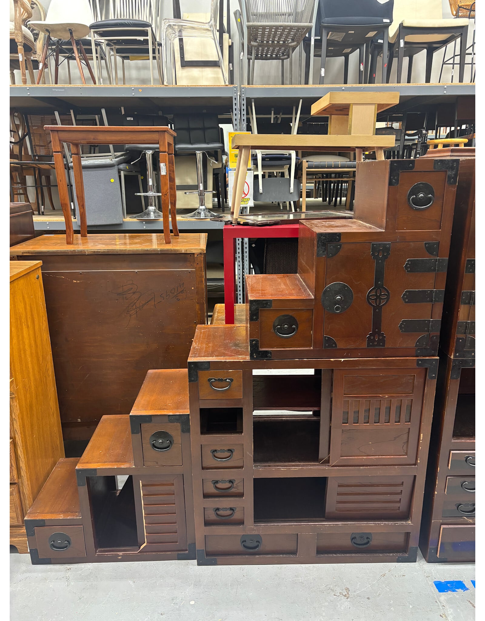 Vintage Japanese Style Step Tansu (3 pieces)