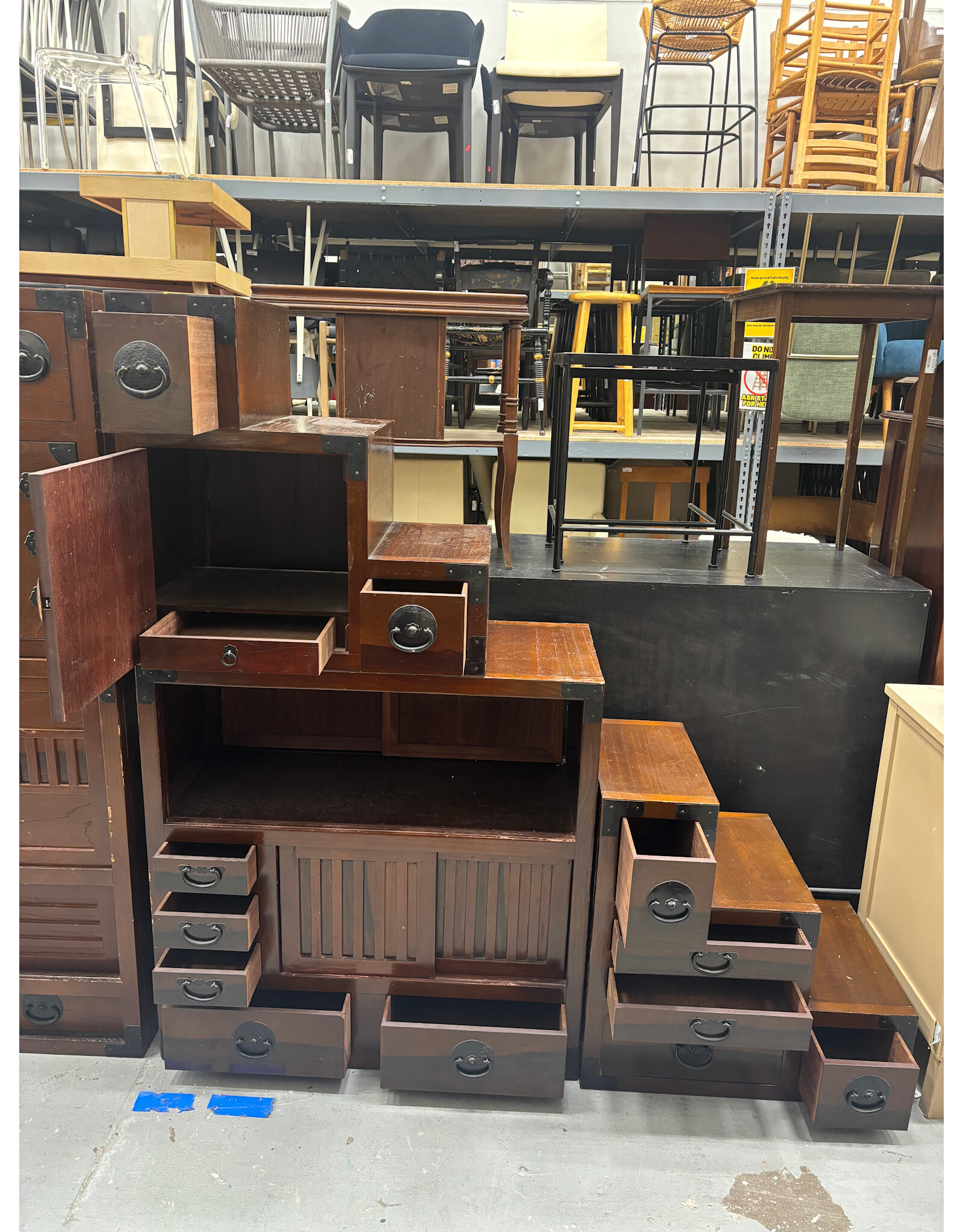 Vintage Japanese Style Step Tansu (3 pieces)