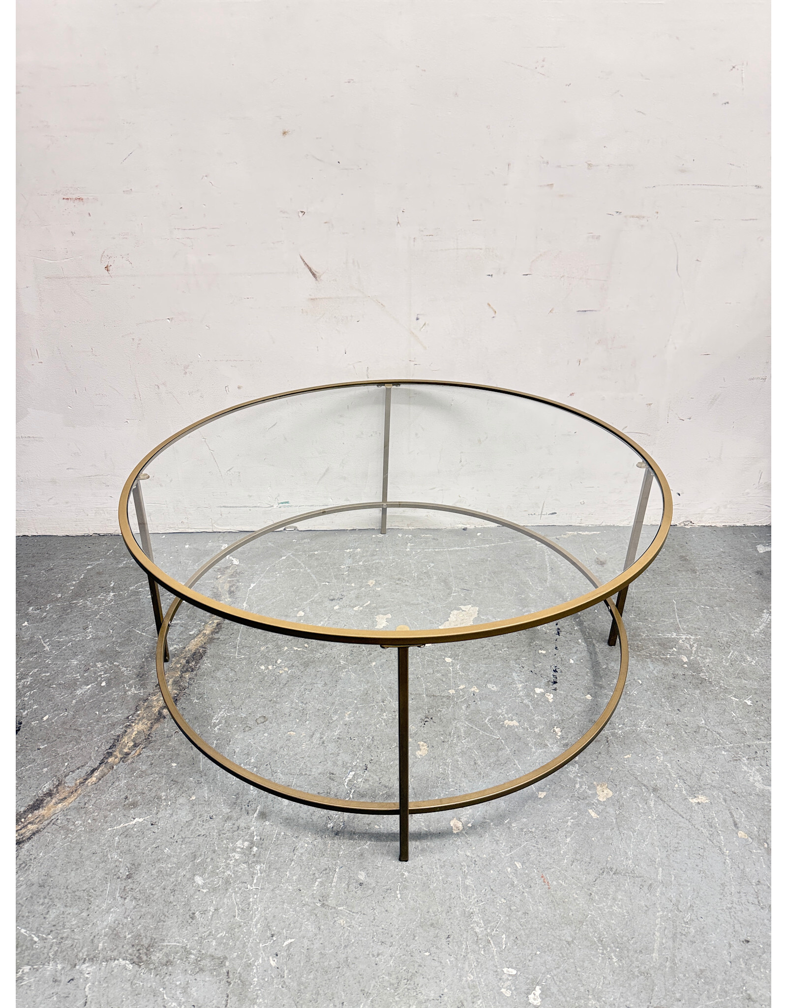 Glass and Brass Round Coffee Table