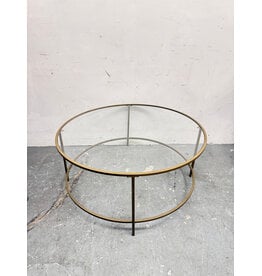 Glass and Brass Round Coffee Table