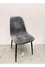 Gray Crushed Velvet Upholstered Dining Chair
