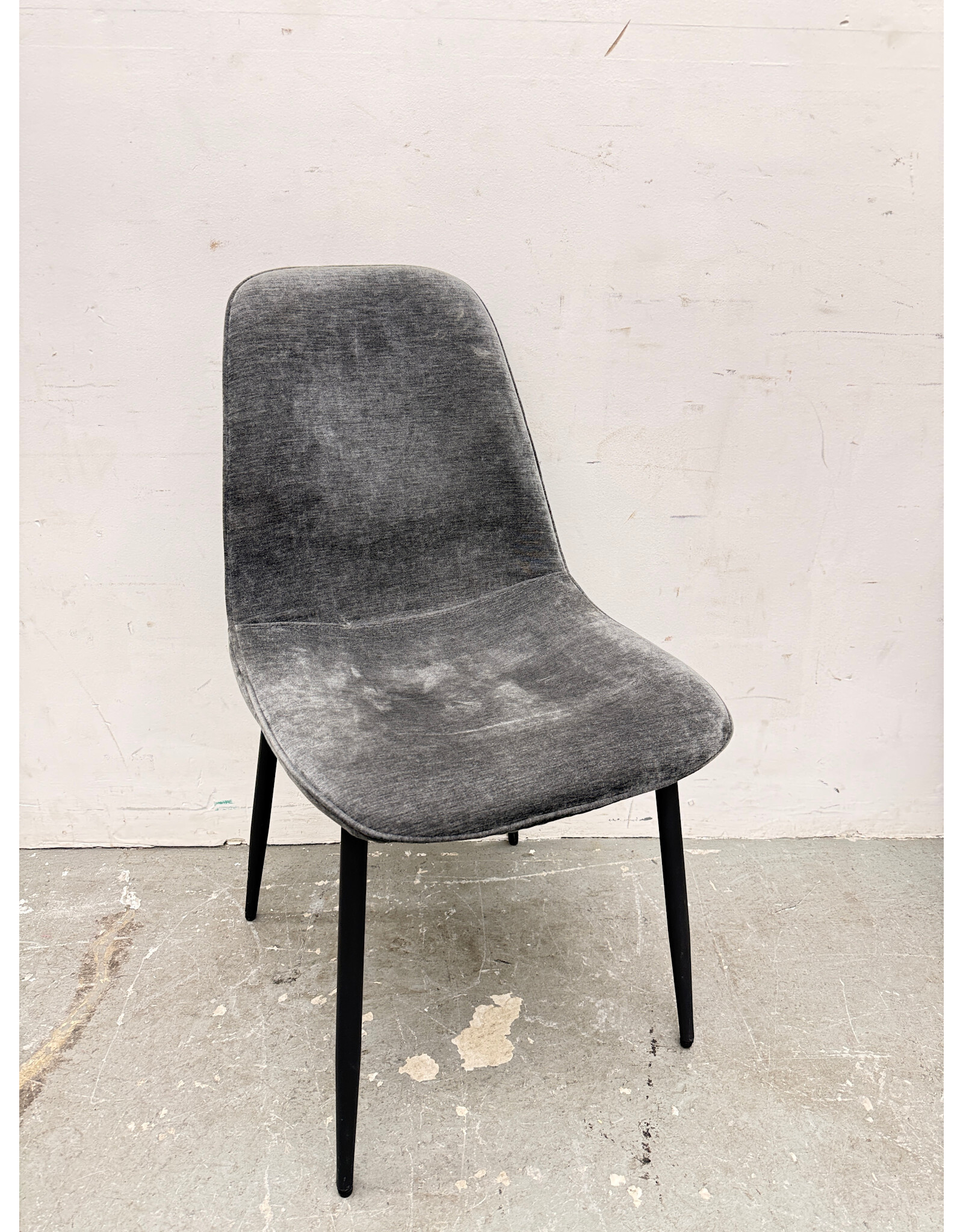 Gray Crushed Velvet Upholstered Dining Chair