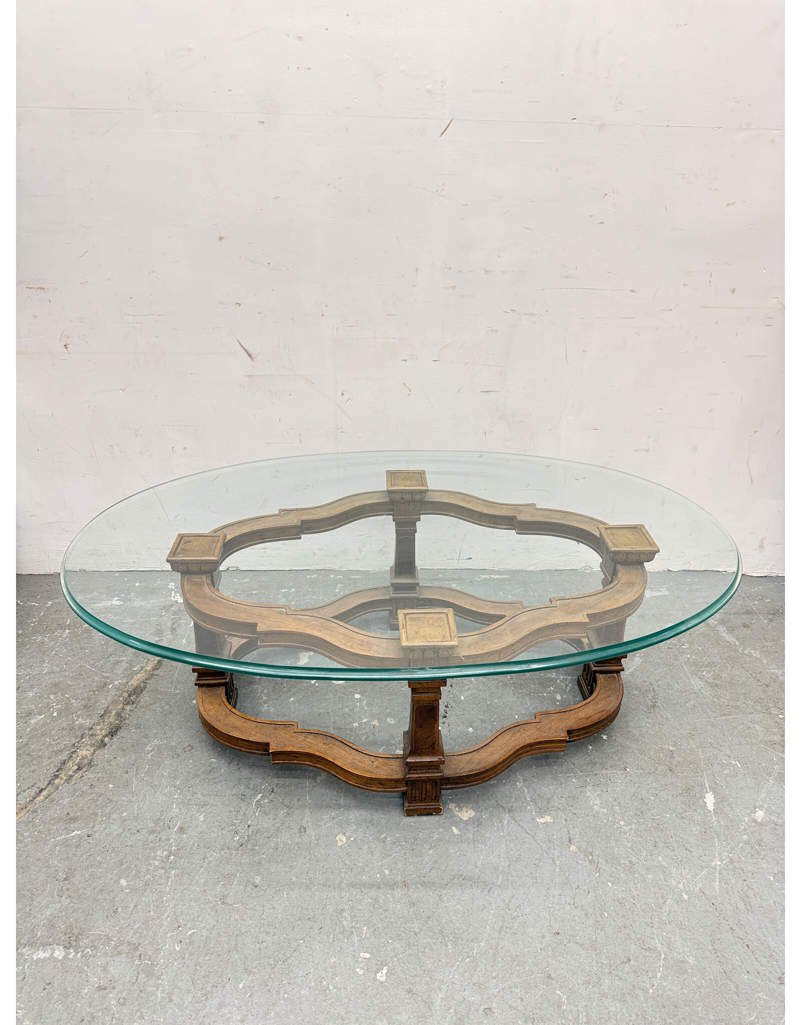 Francesca Wood and Glass Oval Coffee Table