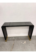 CB2 Black Leather Console Table
