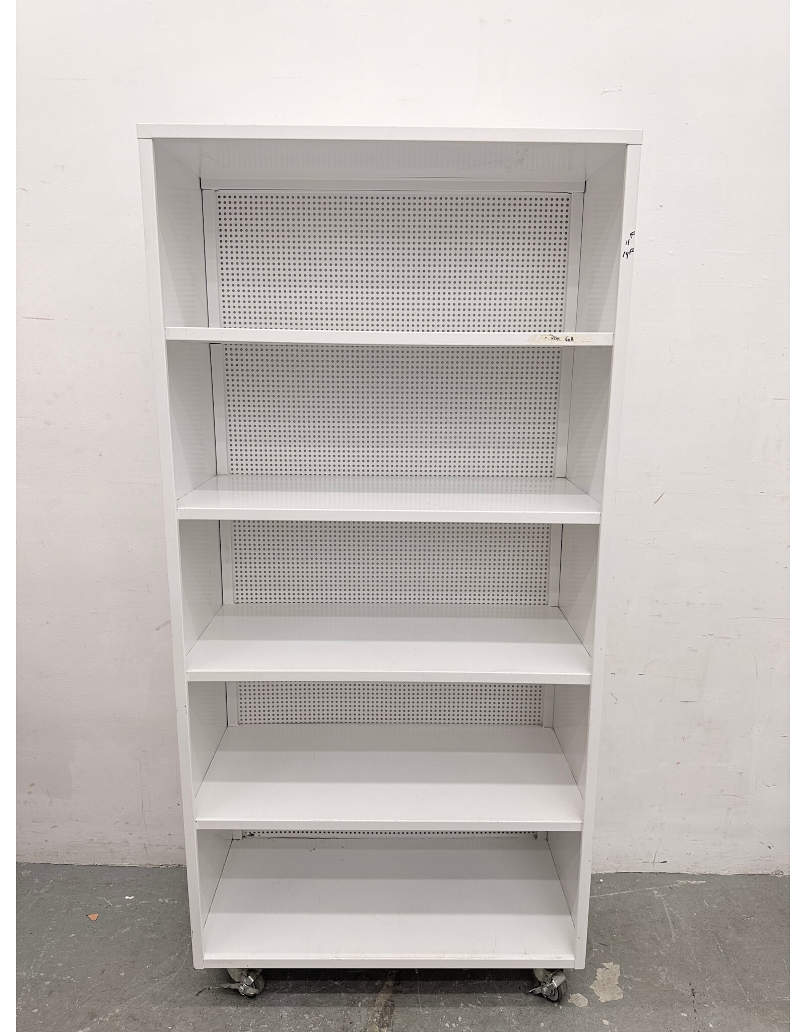 White Rolling Metal Bookcase