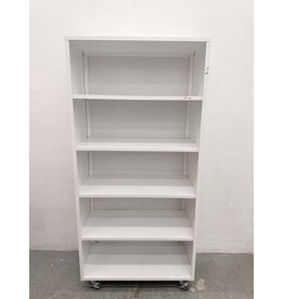 White Rolling Metal Bookcase