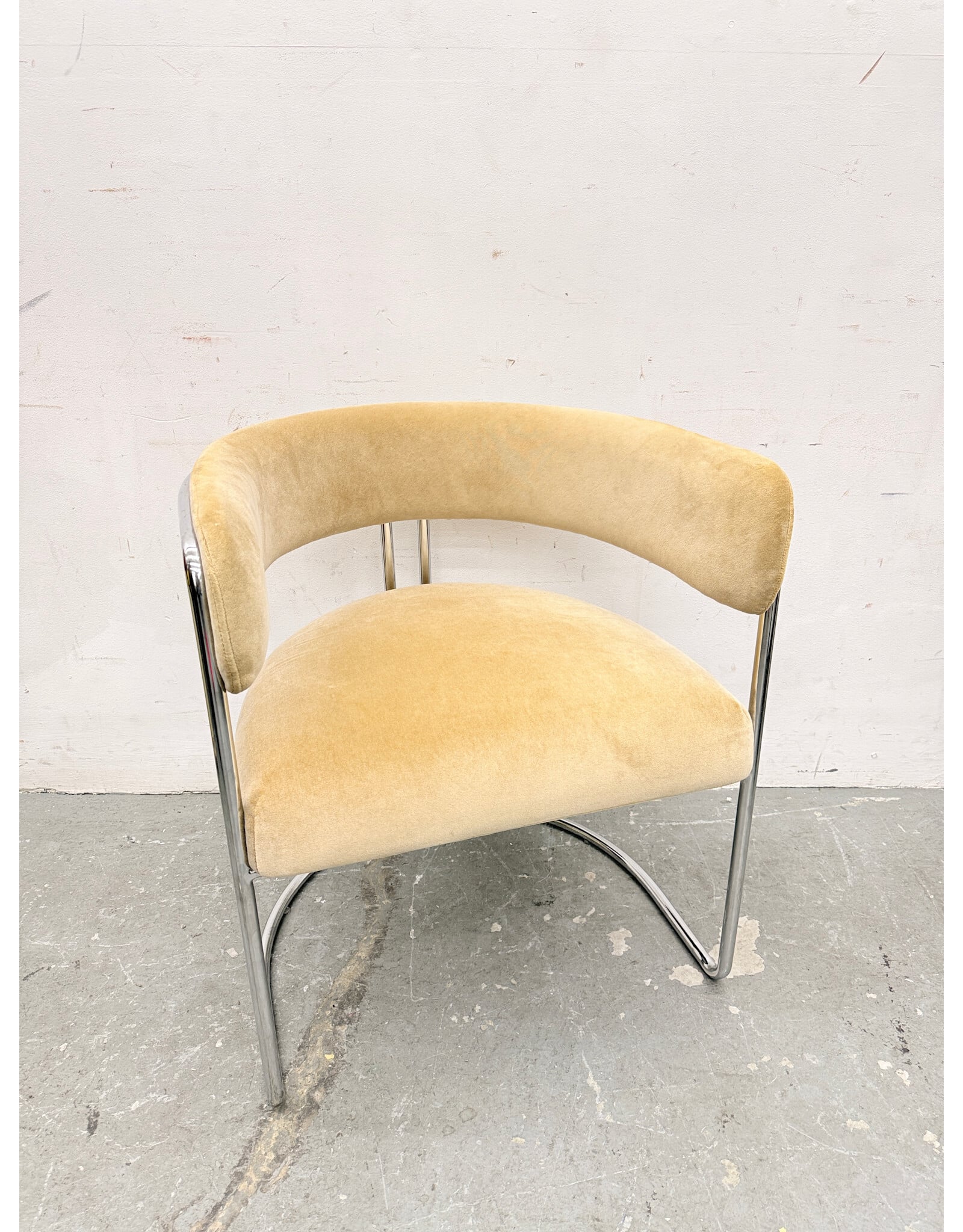 Crate & Barrel Malak Chrome Upholstered Dining Armchair