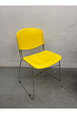 Plastic Yellow and Chrome Stacking Chair