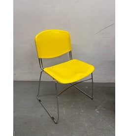 Plastic Yellow and Chrome Stacking Chair
