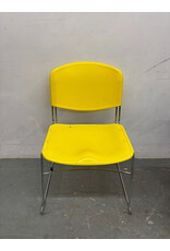 Plastic Yellow and Chrome Stacking Chair