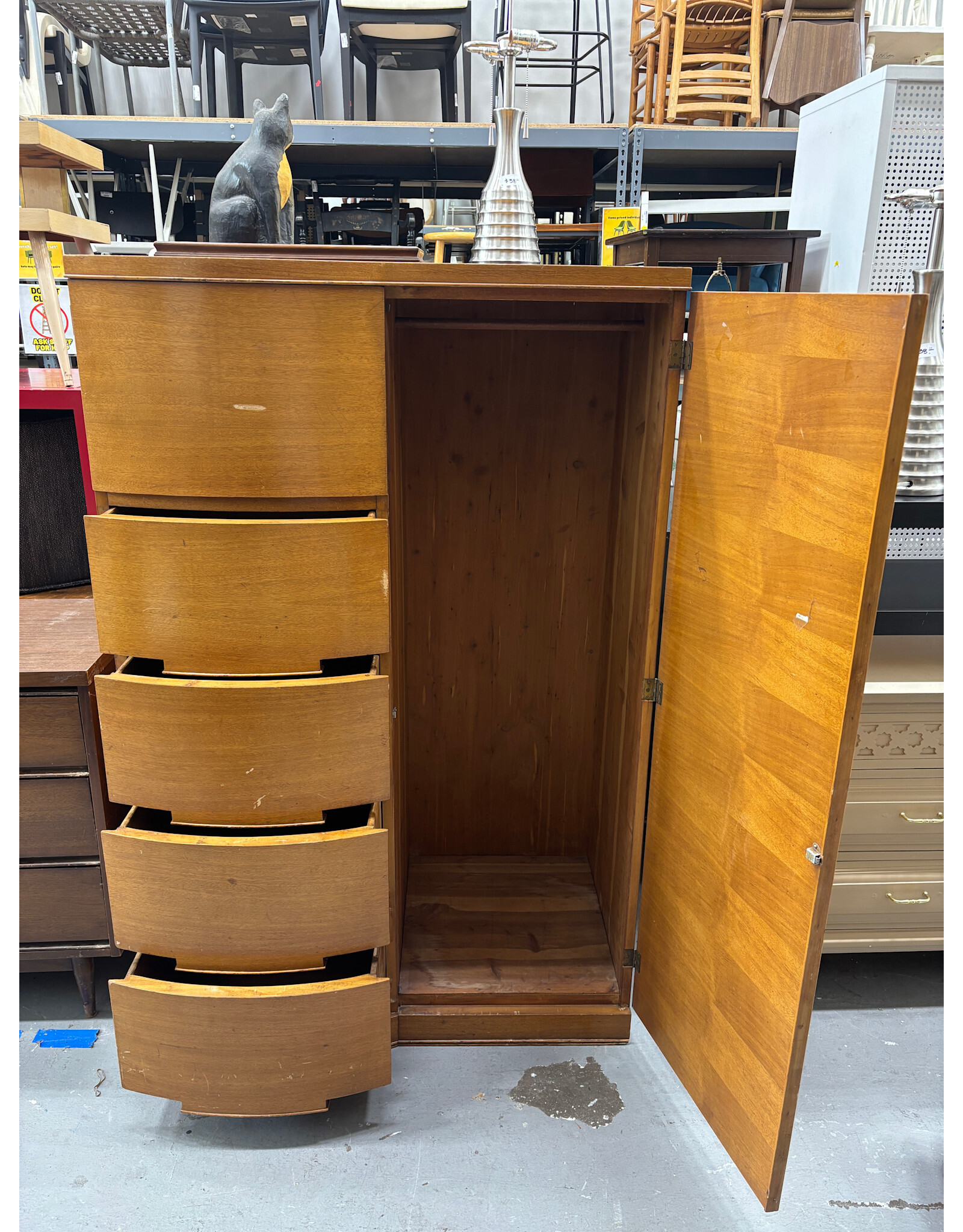 Art Deco Walnut Curved Wardrobe