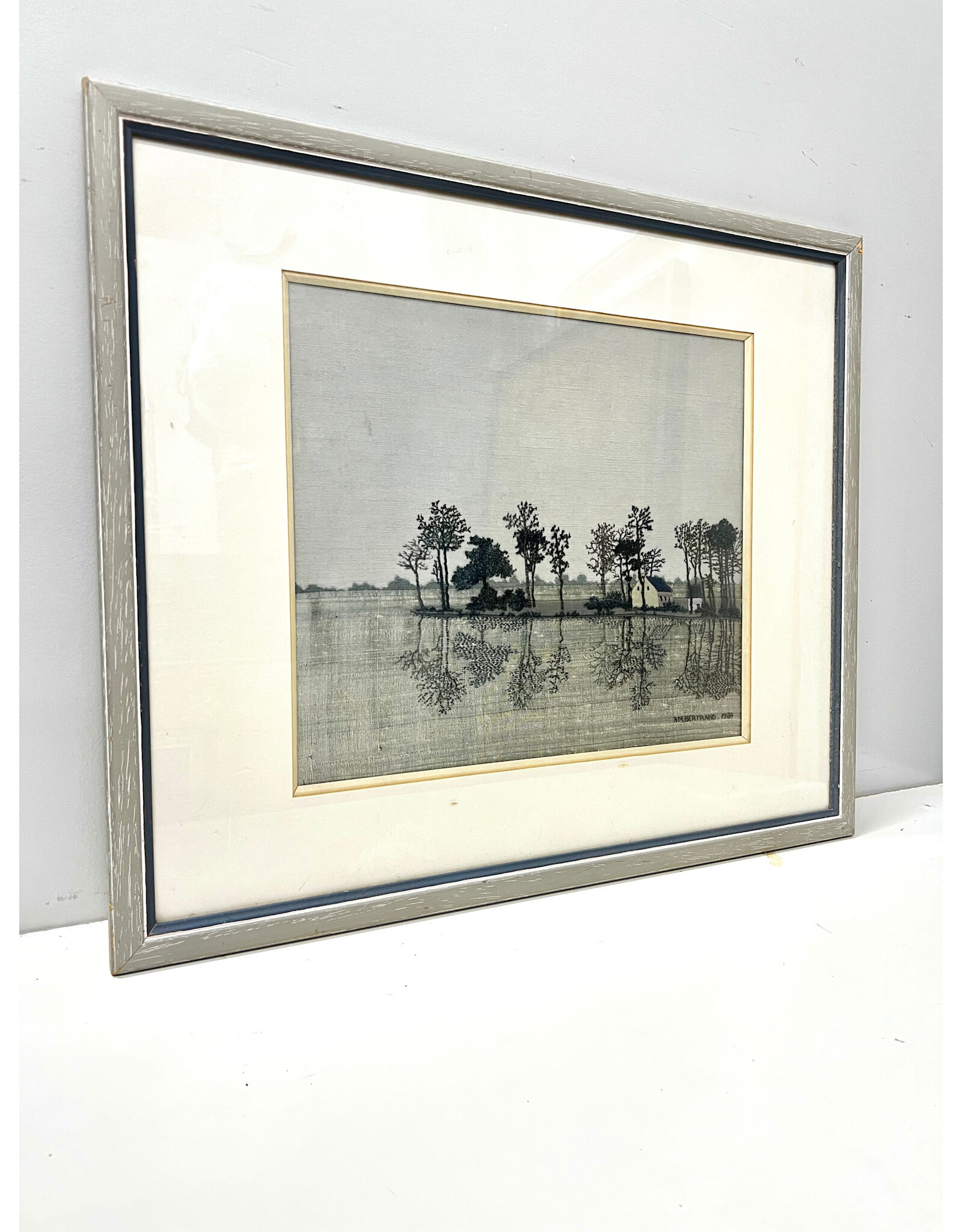 Serene House by A. M. Bertrand, framed textile art