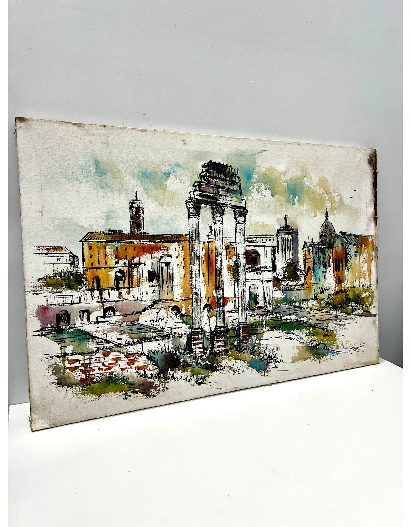Watercolor City, painting on canvas, sgnd Marchello