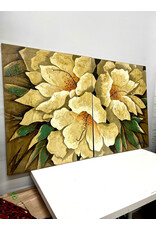 Poppies by Lee Reynolds, framed diptych print on canvas