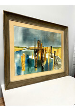 Coastal Landscape, framed watercolor painting, sgnd B. Shirley Carter