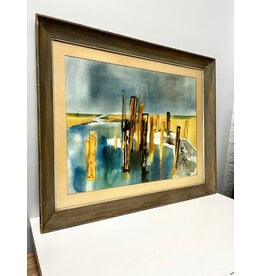 Coastal Landscape, framed watercolor painting, sgnd B. Shirley Carter