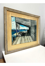 Dockside, framed watercolor painting, sgnd P. Perera '69