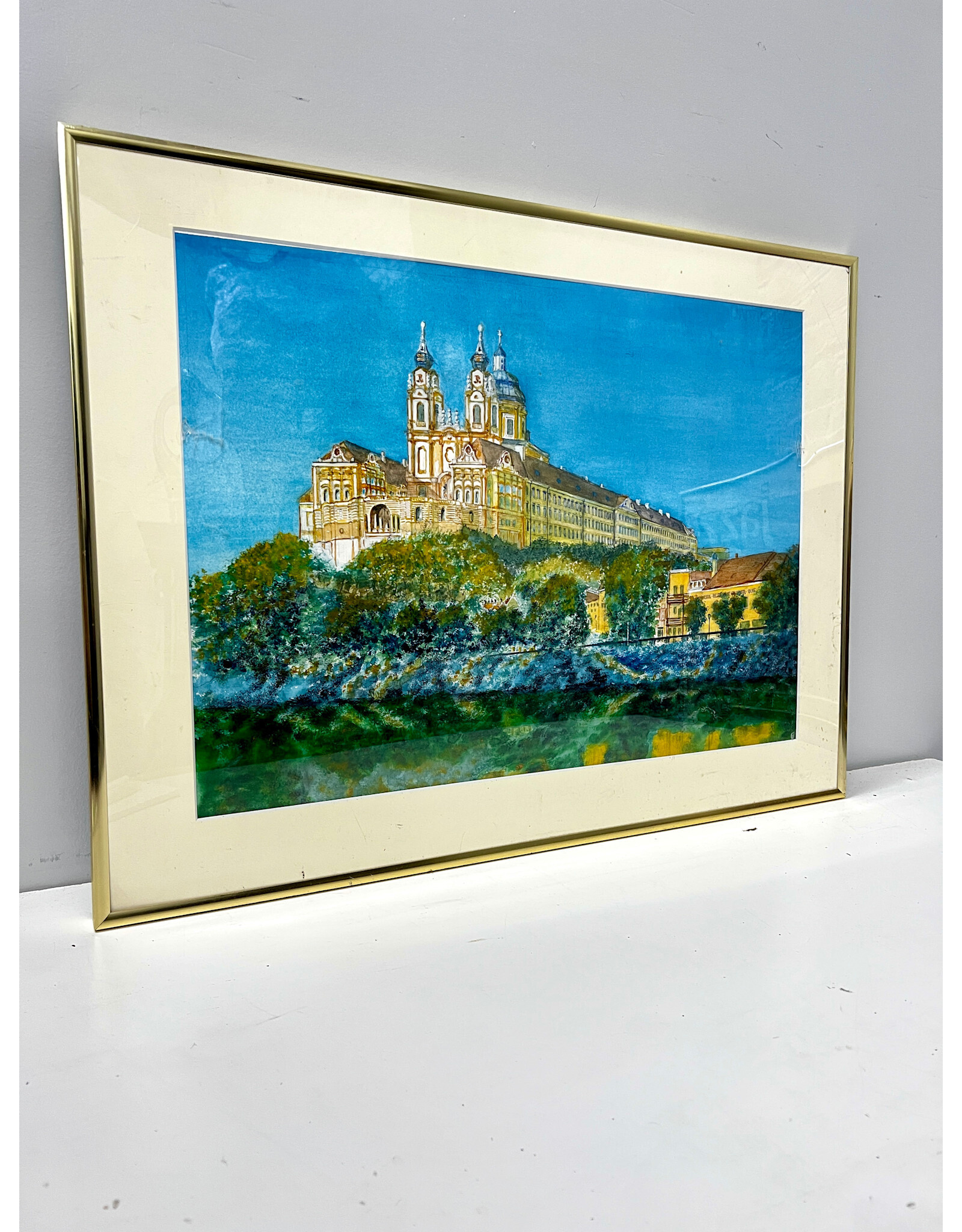 Cathedral, framed watercolor painting, sgnd Klabouch
