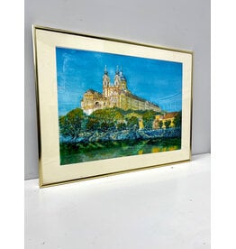 Cathedral, framed watercolor painting, sgnd Klabouch
