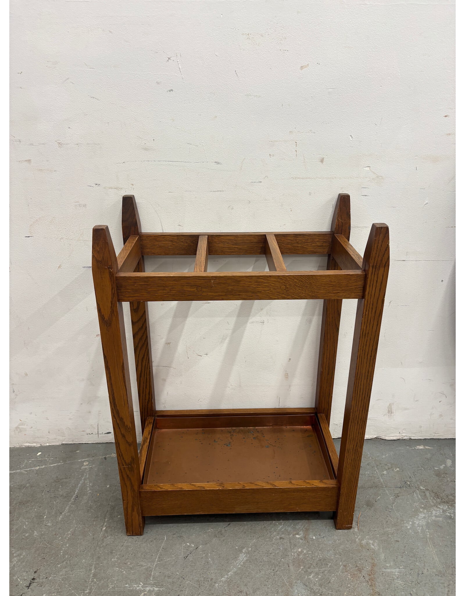 Arts & Crafts Style Umbrella Stand with Copper Base