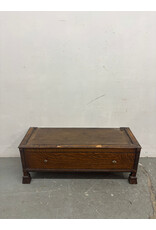 Antique Storage Bench with Carved Wood (Needs Cushion)