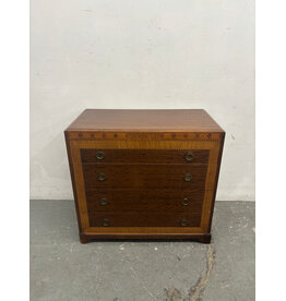 Neoclassical Satin Wood Banded Mahogany 4 Drawer Chest