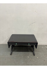 Black Vintage Drop Leaf Coffee Table with Aqua Knobs