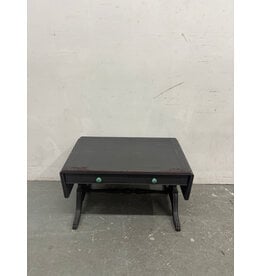 Black Vintage Drop Leaf Coffee Table with Aqua Knobs