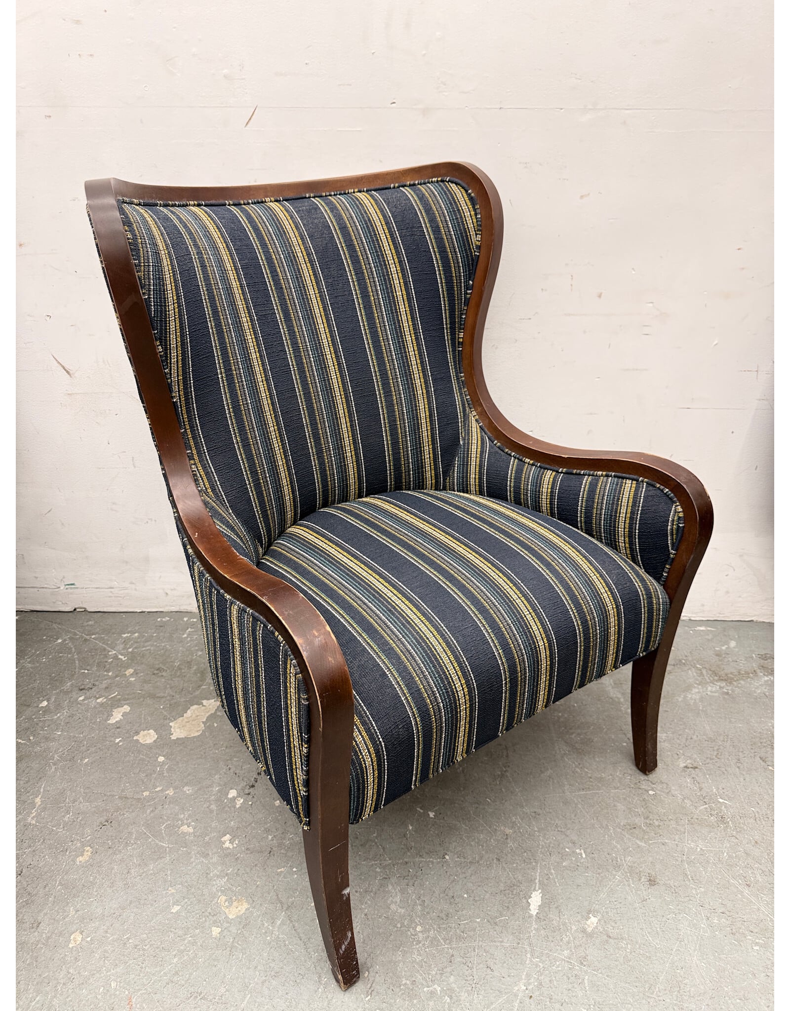 Biedermeier-Style Wingback Lounge Chair
