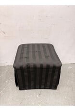 Black Striped Upholstered Ottoman