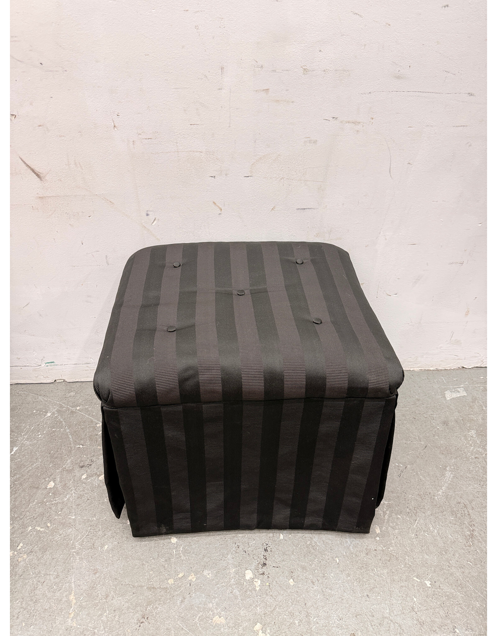 Black Striped Upholstered Ottoman