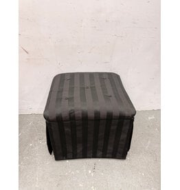 Black Striped Upholstered Ottoman