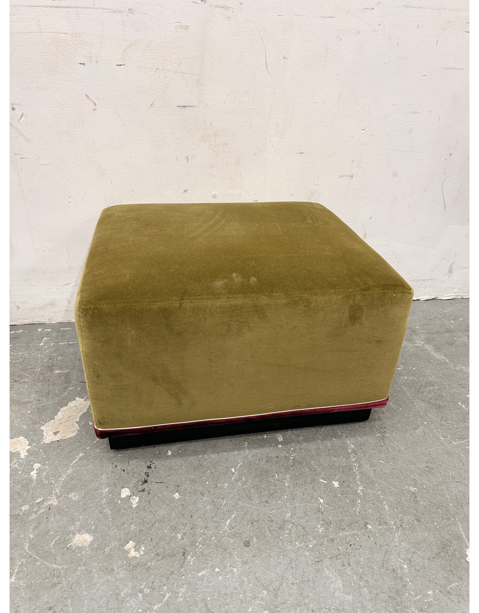 Velvet Green and Pink Ottoman