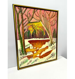 Winter Sunset, oil painting, sgnd David