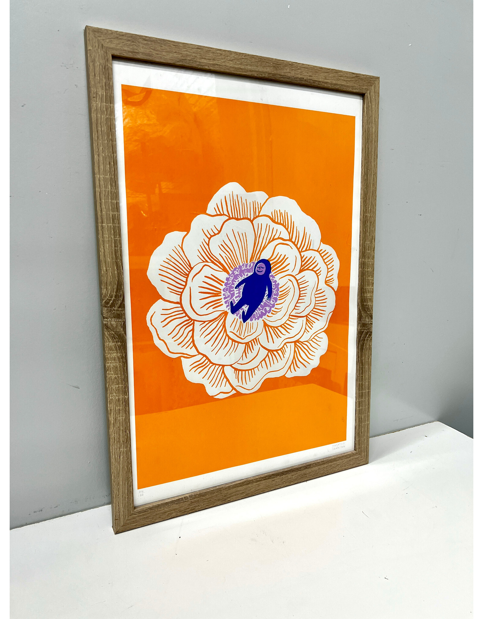 What a lovely place to relax – inside the aromatic, open petals of a flower,framed print, Natasha Searston